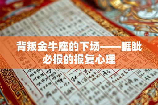 背叛金牛座的下场——睚眦必报的报复心理