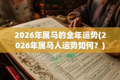 2026年属马的全年运势(2026年属马人运势如何？)