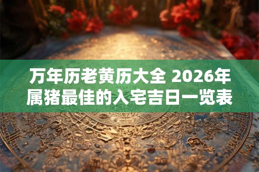 万年历老黄历大全 2026年属猪最佳的入宅吉日一览表