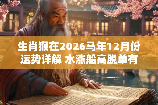 生肖猴在2026马年12月份运势详解 水涨船高脱单有望