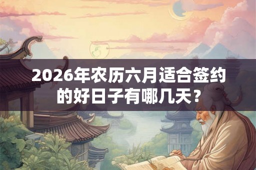 2026年农历六月适合签约的好日子有哪几天？