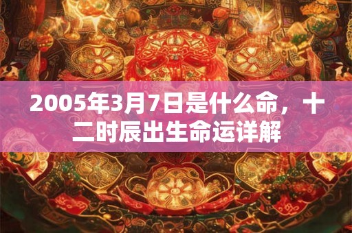 2005年3月7日是什么命，十二时辰出生命运详解