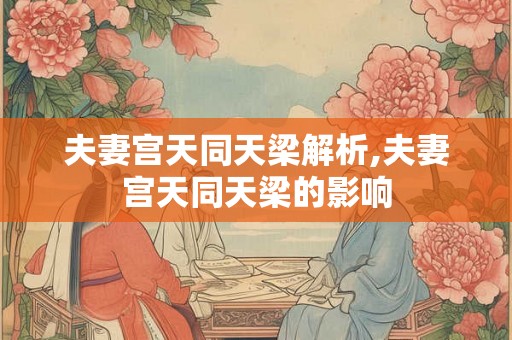 夫妻宫天同天梁解析,夫妻宫天同天梁的影响