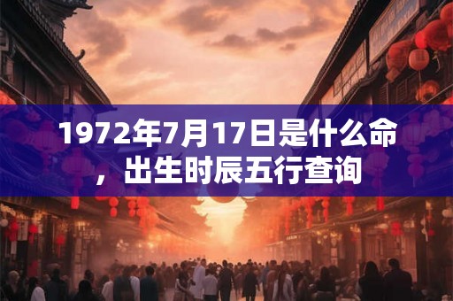 1972年7月17日是什么命，出生时辰五行查询