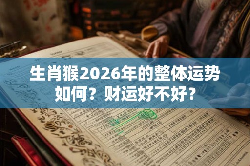 生肖猴2026年的整体运势如何？财运好不好？