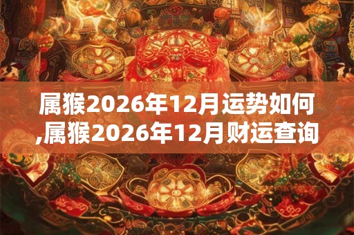 属猴2026年12月运势如何,属猴2026年12月财运查询