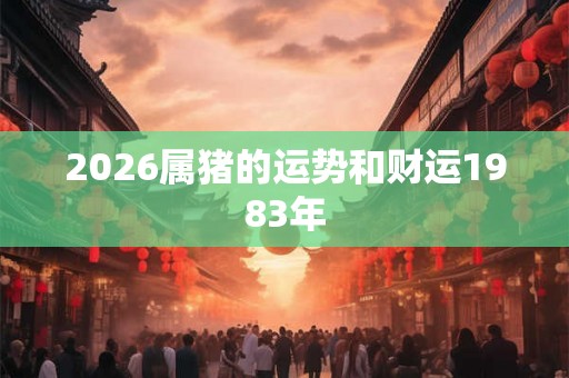 2026属猪的运势和财运1983年