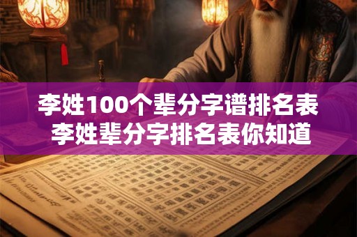 李姓100个辈分字谱排名表 李姓辈分字排名表你知道在第几位吗