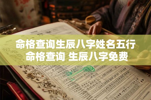 命格查询生辰八字姓名五行 命格查询 生辰八字免费