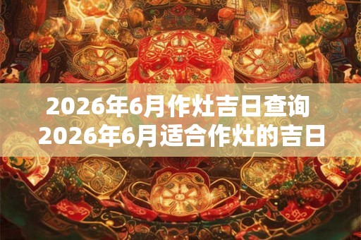 2026年6月作灶吉日查询 2026年6月适合作灶的吉日是哪天