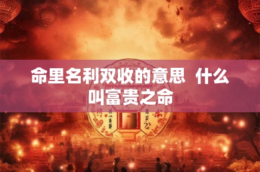 命里名利双收的意思  什么叫富贵之命