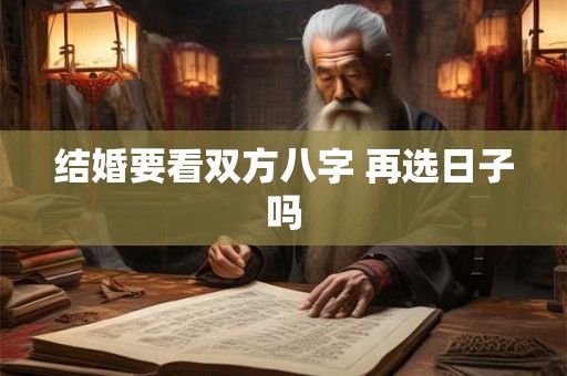 结婚要看双方八字 再选日子吗