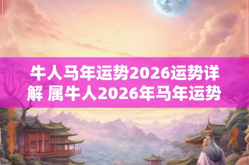 牛人马年运势2026运势详解 属牛人2026年马年运势如何