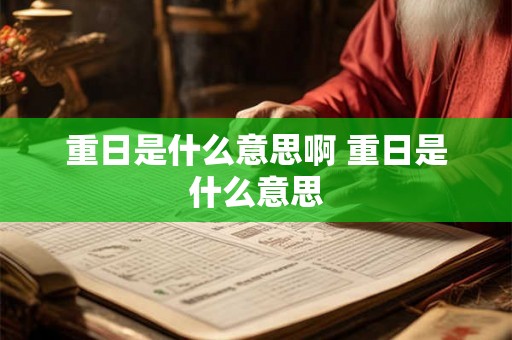 重日是什么意思啊 重日是什么意思