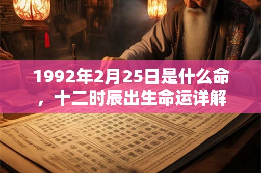 1992年2月25日是什么命，十二时辰出生命运详解