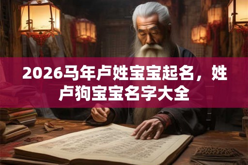 2026马年卢姓宝宝起名，姓卢狗宝宝名字大全
