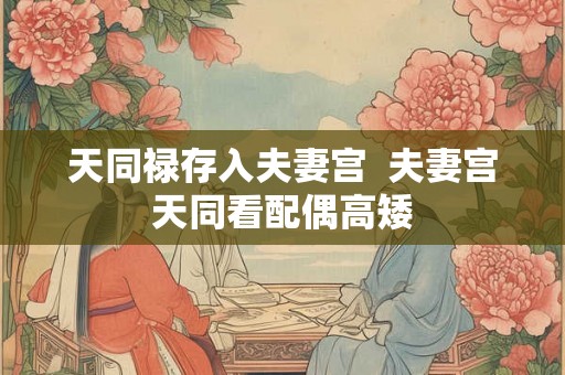 天同禄存入夫妻宫  夫妻宫天同看配偶高矮