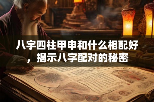 八字四柱甲申和什么相配好，揭示八字配对的秘密