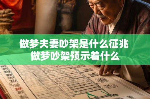 做梦夫妻吵架是什么征兆 做梦吵架预示着什么