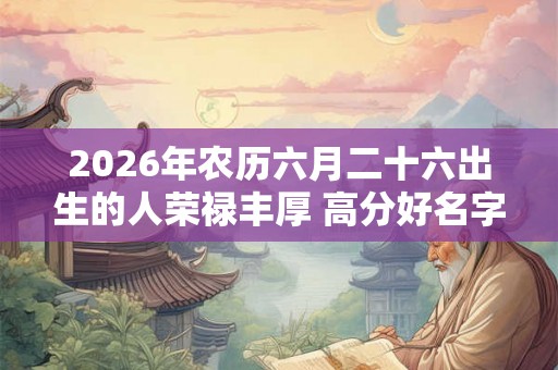 2026年农历六月二十六出生的人荣禄丰厚 高分好名字推荐