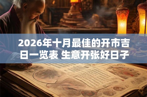 2026年十月最佳的开市吉日一览表 生意开张好日子 2026年十月最佳的开市吉日一览表 生意开张好日子