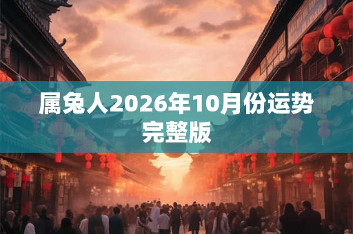 属兔人2026年10月份运势完整版