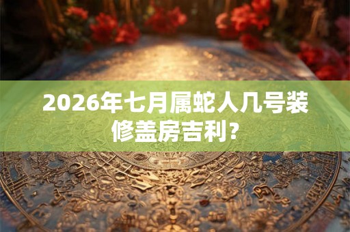 2026年七月属蛇人几号装修盖房吉利？