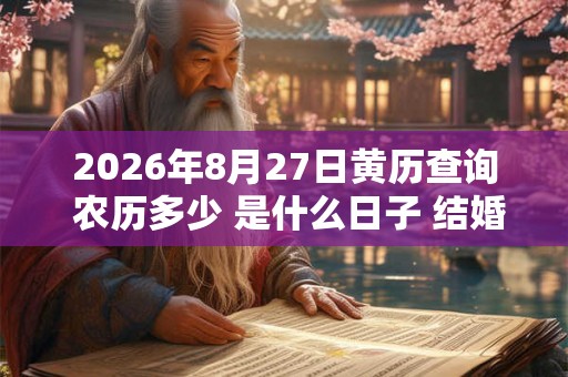 2026年8月27日黄历查询 农历多少 是什么日子 结婚吉时 2026年8月27日黄历查询 农历多少 是什么日子 结婚吉时