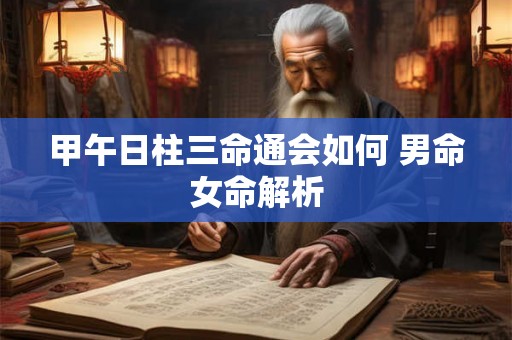 甲午日柱三命通会如何 男命女命解析