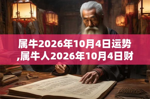 属牛2026年10月4日运势,属牛人2026年10月4日财运,生肖牛2026年10月4日运势 属牛2026年10月4日运势,属牛人2026年10月4日财运,生肖牛2026年10月4日运势