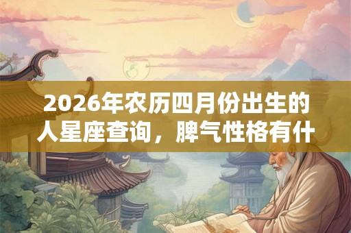 2026年农历四月份出生的人星座查询，脾气性格有什么特征？