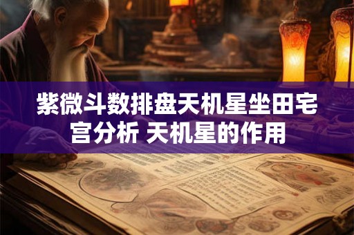 紫微斗数排盘天机星坐田宅宫分析 天机星的作用