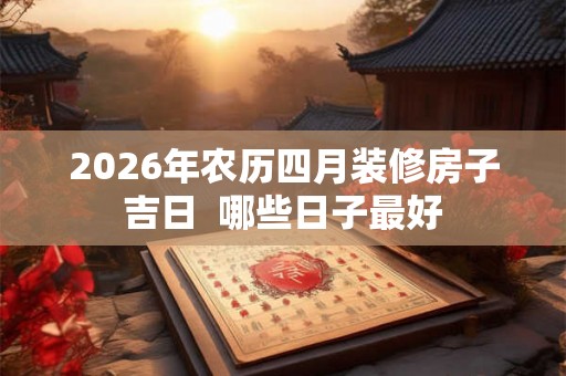 2026年农历四月装修房子吉日  哪些日子最好