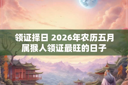 领证择日 2026年农历五月属猴人领证最旺的日子