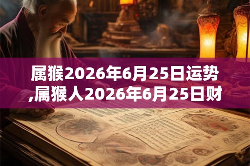 属猴2026年6月25日运势,属猴人2026年6月25日财运,生肖猴2026年6月25日运势