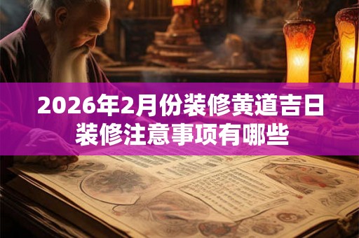 2026年2月份装修黄道吉日 装修注意事项有哪些