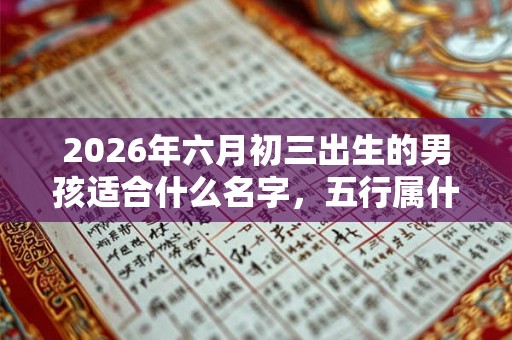 2026年六月初三出生的男孩适合什么名字，五行属什么
