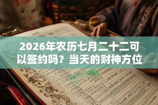 2026年农历七月二十二可以签约吗?当天的财神方位向哪? 2026年农历七月二十二可以签约吗?当天的财神方位向哪?