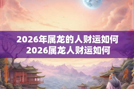 2026年属龙的人财运如何 2026属龙人财运如何 2026年属龙的人财运如何 2026属龙人财运如何