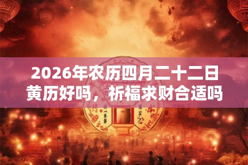 2026年农历四月二十二日黄历好吗，祈福求财合适吗？