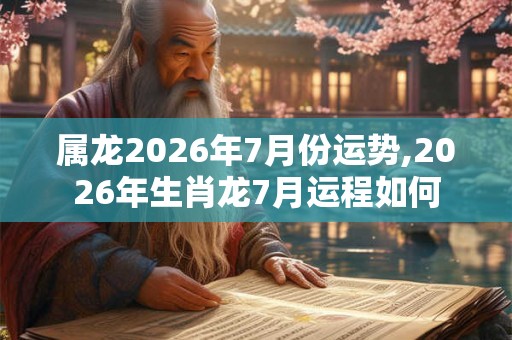 属龙2026年7月份运势,2026年生肖龙7月运程如何