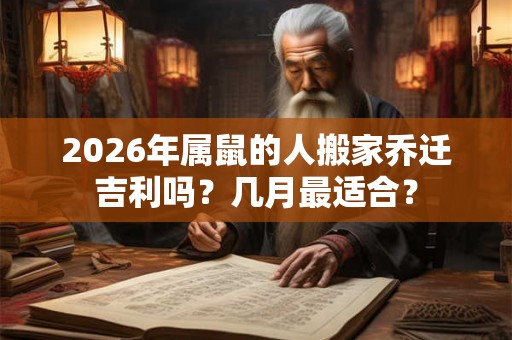 2026年属鼠的人搬家乔迁吉利吗？几月最适合？
