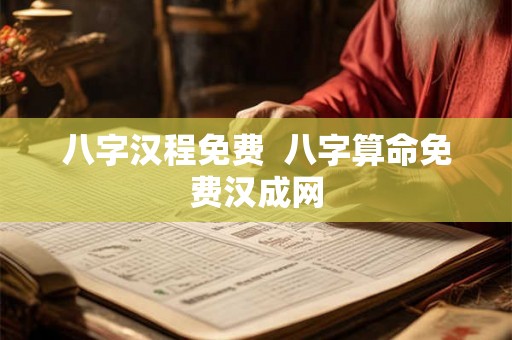 八字汉程免费  八字算命免费汉成网