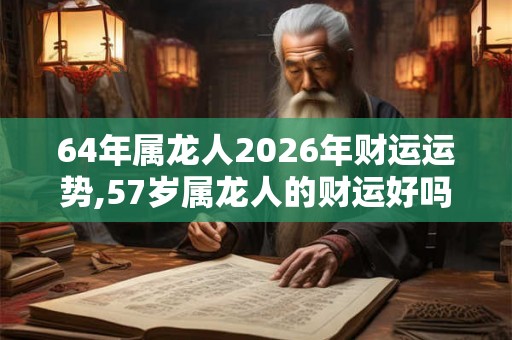 64年属龙人2026年财运运势,57岁属龙人的财运好吗