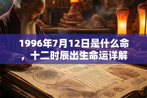 1996年7月12日是什么命，十二时辰出生命运详解