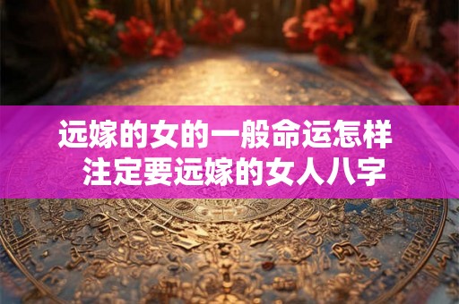 远嫁的女的一般命运怎样  注定要远嫁的女人八字