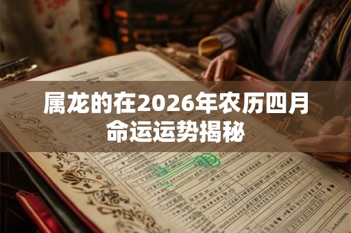 属龙的在2026年农历四月命运运势揭秘