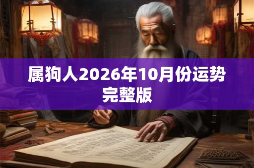 属狗人2026年10月份运势完整版