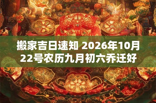 搬家吉日速知 2026年10月22号农历九月初六乔迁好不好