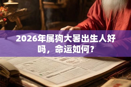 2026年属狗大暑出生人好吗，命运如何？